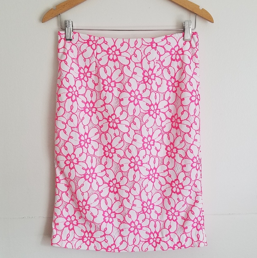 Lilly Pulitzer Hyacinth Pink Lace Pencil Skirt